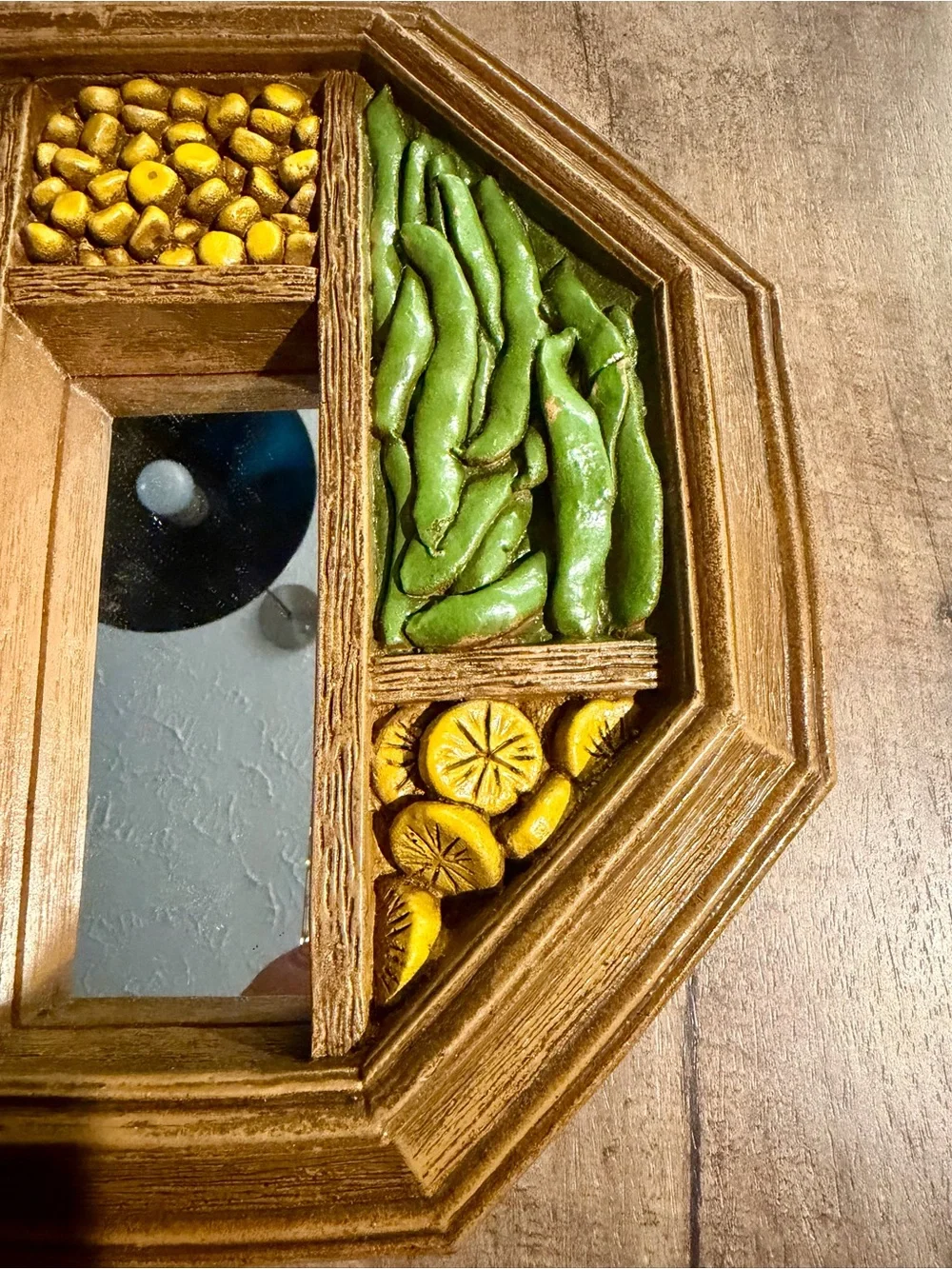 Vintage Syroco octagon Vegetable Plaque Mirror